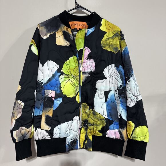 Stine GOYA Voluminous Bomber Jacket Watercolor Bloom Sz XS Flawed See Photo - Picture 1 of 15